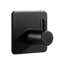 Kit C/ 5 Ganchos Cabide Parede Adesivo Quadrado Inox Cor:Preto