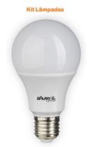 Kit c/5 Lâmpadas LED Bulbo 12w 3000k Branco quente - Galaxy
