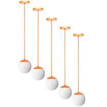 Kit c/5 lustre pendente globo jabuticaba stuttgart cobre