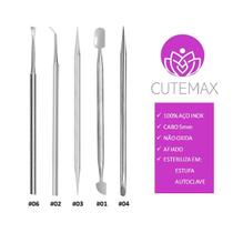 Kit C/5 Manicure Espátulas Palito Aço Inox Podologia Cutemax