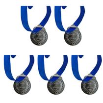 Kit C/5 Medalhas de Ouro Prata ou Bronze Honra ao Mérito C/Fita Azul 40mm