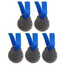 Kit C/5 Medalhas de Ouro Prata ou Bronze Honra ao Mérito C/Fita Azul 40mm - 1 Fit
