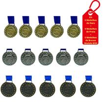 Kit C/5 Medalhas Ouro+5 Medalhas Prata+5 Medalhas Bronze M30