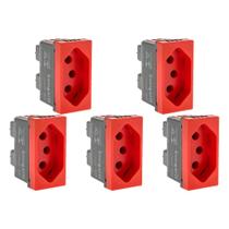 Kit C/5 - Modulo Pial Pop Vermelho 1 Tomada 2P+T. 20A. - ... Kit C/5 - Modulo Pial Pop Vermelho 1 Tomada 2P+T. 20A. - ...