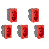 Kit C/5 - Modulo Pial Pop Vermelho 1 Tomada 2P+T. 20A. - ...