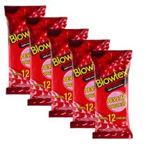 kit c/ 5 Pacotes Preservativo Blowtex Morango Leve 12 Pague 10