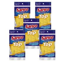 Kit C/ 5 Pares Luva Látex Natural Amarela P/ Limpeza Tam. G - Sanro