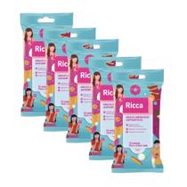 Kit c/ 5 Pct Lenços Umedecidos Atissépticos Ricca Fragrância Refrescante 10 Unidades