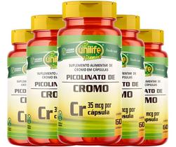 KIT C/5 Picolinato De Cromo 500mg 60 Vegan Caps - Unilife