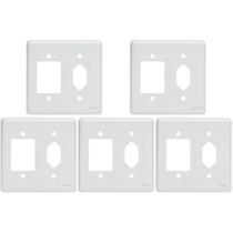 Kit C/5 - Placa Perlex Branca 4X4 (3 Saida+Tomada) 23Pl3/1T Kit C/5 - Placa Perlex Branca 4X4 (3 Saida+Tomada) 23Pl3/1T