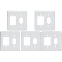 Kit C/5 - Placa Perlex Branca 4X4 (3 Saida+Tomada) 23Pl3/1T