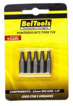 Kit c/ 5 Ponta Bit Torx 25mm X 1/4 XT20 Beltools Kit c/ 5 Ponta Bit Torx 25mm X 1/4 XT20 Beltools