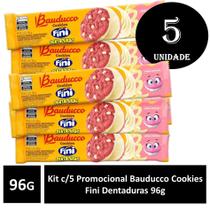 Kit c/5 Promocional Bauducco Cookies Fini Dentaduras 96g