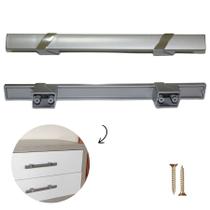 Kit c/ 5 Puxadores para Móveis de Gavetas e Portas de Armários Fold 128/160mm Parafusos