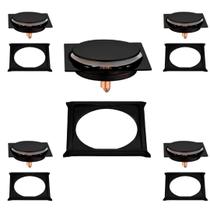 Kit C/5 Ralo e Porta Grelha Inox Piso Click 15x15 Cm Preto