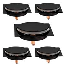 Kit C/5 Ralo Inox Para Piso Click 10x10 Cm Preto Fosco