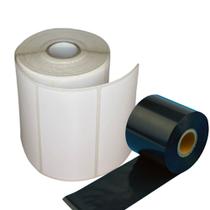 Kit C/5 Rolos Etiquetas Branca 100x150 +3ribbon De Cera F:01