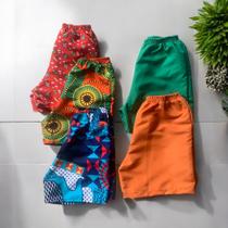Kit c/5 shorts tactel infantil menino juvenil estampado e liso misto praia verao