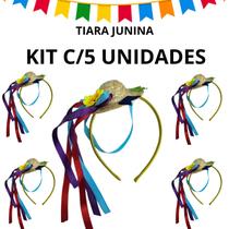 Kit c/5 Tiaras Chapéu Palha Festa Junina Caipira Girassol Kit c/5 Tiaras Chapéu Palha Festa Junina Caipira Girassol