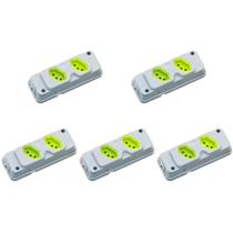 Kit C/5 - Tomada Barra Fiolux 2P+T. 20A. Dupla Cinza/Verde Kit C/5 - Tomada Barra Fiolux 2P+T. 20A. Dupla Cinza/Verde