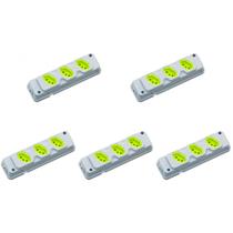 Kit C/5 - Tomada Barra Fiolux 2P+T. 20A. Tripla Cinza/Verde