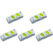 Kit C/5 - Tomada Barra Fiolux Dupla 2P+T20A Cinza Kit C/5 - Tomada Barra Fiolux Dupla 2P+T20A Cinza