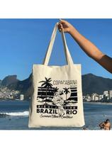 Kit C/5 un Atacado EcoBag 100% algodão Estampa Brazil Rio