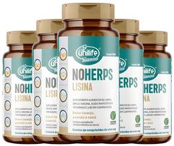 KIT C/5 Un. Suplemento Noherps Lisina 90 Comp + Vit C B3 B5 B6 - Unilife