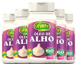 KIT C/5 Un. Suplemento Óleo De Alho 350mg 60 Cápsulas - Unilife