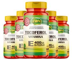 KIT C/5 Un. Vitamina E Tocoferol 60 Cápsulas 1000mg 400 Ui - Unilife
