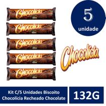 Kit C/5 Unidades Biscoito Chocolícia Recheado Chocolate