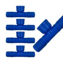 Kit C/ 5 Unidades de Conectores Tee Interno C/ Rosca 1/2 Polegada de Polietileno P/ Irrigação.