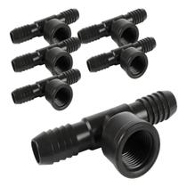 Kit C/ 5 Unidades de Conectores Tee Interno C/ Rosca 1/2 Polegada de Polietileno P/ Irrigação
