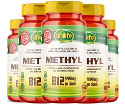 Kit C/5 Vitamina B12 Metilcobalamina 60 Caps Vegano Unilife