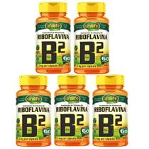 KIT C/5 Vitamina B2 Riboflavina Pura 300 Caps Vegano Unilife