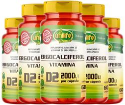 Kit C/5 Vitamina D2 Ergocalciferol 2000 Ui 60 Cáps Unilife