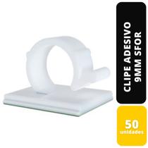 Kit c/50 clipe adesivo 9mm branco sfor Kit c/50 clipe adesivo 9mm branco sfor