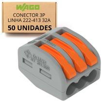 KIT C/ 50 Conector 3P Linha 222-413 32A Wago