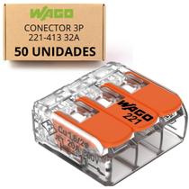KIT C/ 50 CONEXÃO AUTOMÁTICA 3P 221-413 32A 0,14-4mm² WAGO