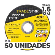 Kit c/ 50 Disco de Corte Metal 4.1/2" 115x1,6 mm