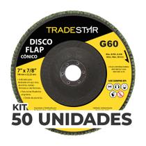 Kit C/ 50 Disco Flap Conico 7" 180mm Fds180-60fc Z60 Kit C/ 50 Disco Flap Conico 7" 180mm Fds180-60fc Z60