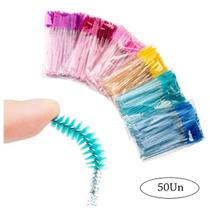 Kit C/50 Escovinhas Glitter Alongamento Cílios Sobrancelha Descartável