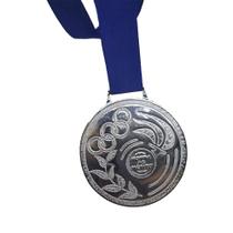 Kit C/50 Medalhas de Prata Honra Ao Mérito Espelhada Brilhante Com Fita Azul