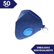 Kit c/ 50 respirador descartavel pff2(s) com valvula azul brpro br210 a ca 46501