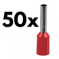 Kit c/ 50 Terminal Tubular vermelho simples Pré Isolado 10mm Kit c/ 50 Terminal Tubular vermelho simples Pré Isolado 10mm