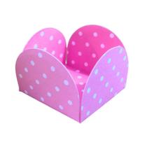 Kit C/500 Forminhas M2 4 Pétalas Rosa Poá Branco (3,5x3,5cm) P/ Doces Festas Aniversário