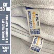 Kit C/ 50Un - Pano De Prato Tati Têxtil H. Carvalho Pé De Galinha - Legítimo - 66cm X 41cm - Bainha