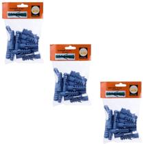 Kit C/ 54 Bucha Plástica Azul Sem Parafuso Com Aba Anel 12mm