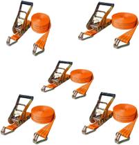 Kit C/ 5cinta Catraca 5 Ton 50mm 10metro Caminhão Amarração