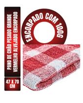 Kit C/ 5un Pano De Chão Xadrez Vermelho Encorpado Grande - Neves - Pesado 100g 47x70cm